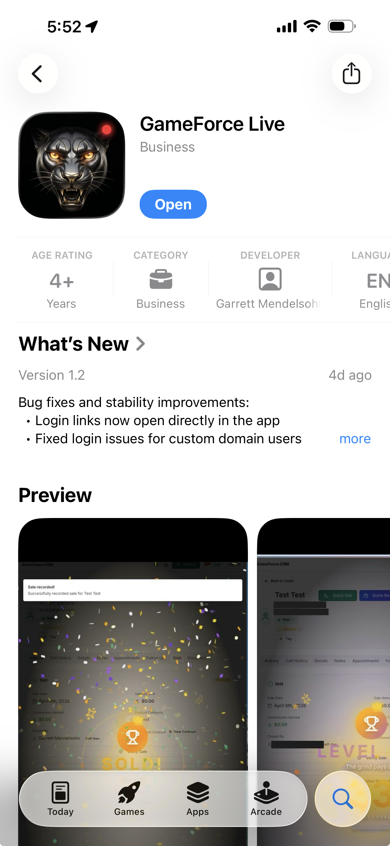 GameForce app in Apple App Store for sales teams